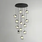 Серия светильников с мраморным рассеивателем внутри стеклянного плафона на ассиметричном подвесе DORIAN ONE L13 от ImperiumLoft