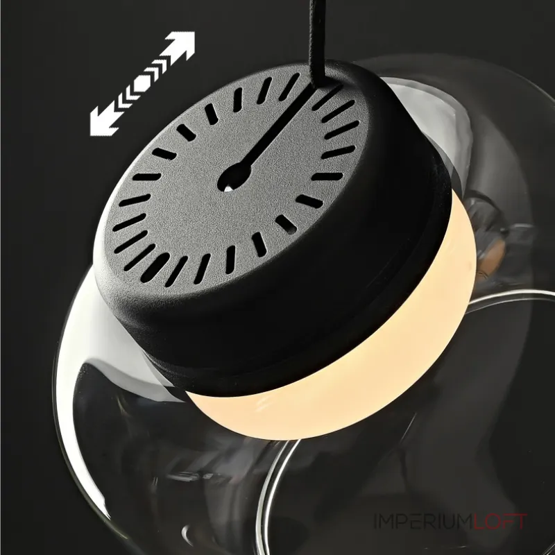 Серия светильников с мраморным рассеивателем внутри стеклянного плафона на ассиметричном подвесе DORIAN ONE L25 от ImperiumLoft