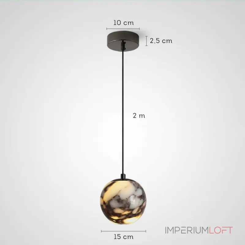Серия подвесных светильников с шарообразным плафоном из натурального мрамора с фактурой Bulgary Stone и Молочного Нефрита BONN NEPHRITE Bulgary Stone от ImperiumLoft