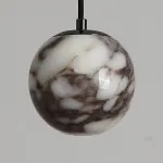 Серия подвесных светильников с шарообразным плафоном из натурального мрамора с фактурой Bulgary Stone и Молочного Нефрита BONN NEPHRITE Milk jade с лифтом от ImperiumLoft