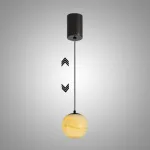 Серия подвесных светильников с шарообразным плафоном из натурального мрамора с фактурой Bulgary Stone и Молочного Нефрита BONN NEPHRITE Milk jade с лифтом от ImperiumLoft