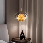 Серия подвесных светильников со стеклянным куполом и шарообразным плафоном из натурального мрамора с точечным источником света HENNEKE MARBLE Natural Marble от ImperiumLoft