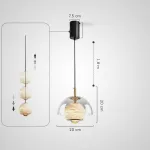 Серия подвесных светильников со стеклянным куполом и шарообразным плафоном из натурального мрамора с точечным источником света HENNEKE MARBLE Cloud Marble с лифтом от ImperiumLoft