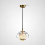 Серия подвесных светильников со стеклянным куполом и шарообразным плафоном из натурального мрамора с точечным источником света HENNEKE MARBLE Cloud Marble от ImperiumLoft