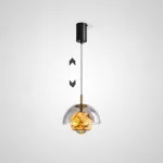 Серия подвесных светильников со стеклянным куполом и шарообразным плафоном из натурального мрамора с точечным источником света HENNEKE MARBLE Natural Marble с лифтом от ImperiumLoft