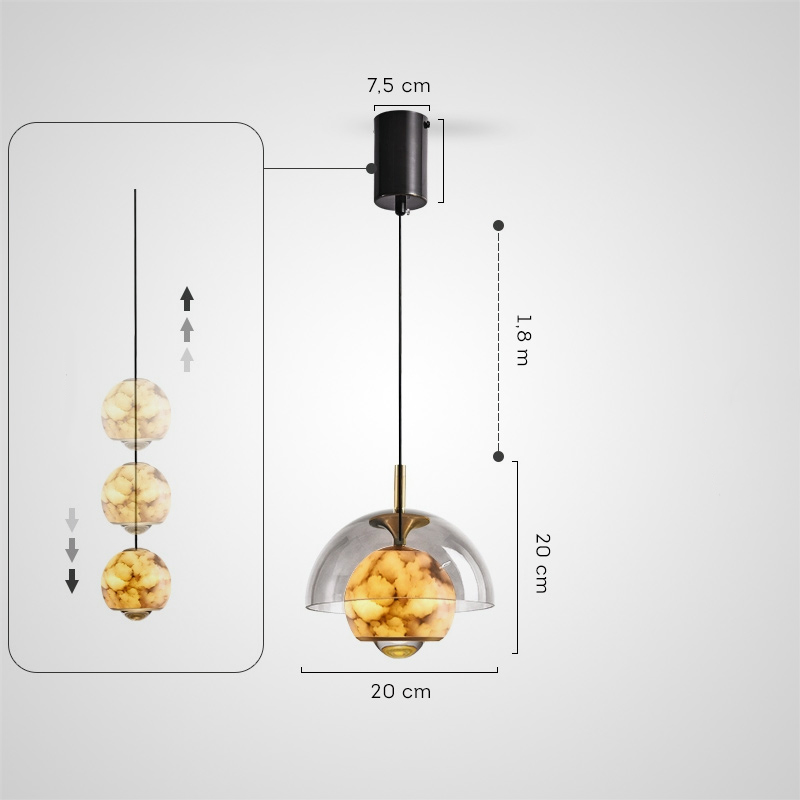 Серия подвесных светильников со стеклянным куполом и шарообразным плафоном из натурального мрамора с точечным источником света HENNEKE MARBLE Natural Marble с лифтом от ImperiumLoft Серия подвесных светильников со стеклянным куполом и шарообразным плафоном из натурального мрамора с точечным источником света HENNEKE MARBLE Natural Marble с лифтом от ImperiumLoft