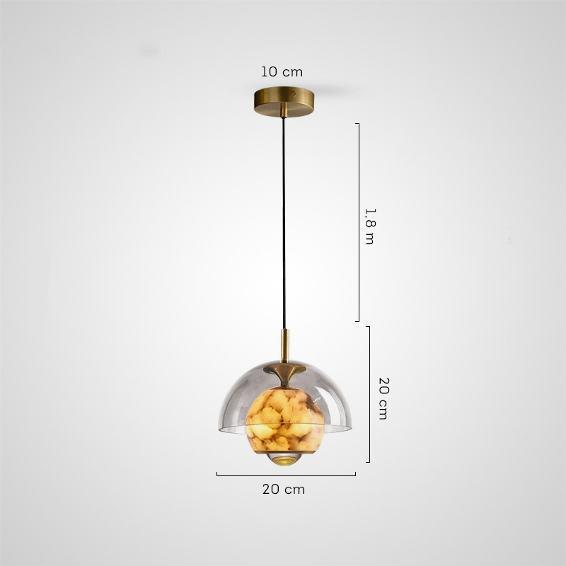 Серия подвесных светильников со стеклянным куполом и шарообразным плафоном из натурального мрамора с точечным источником света HENNEKE MARBLE Natural Marble от ImperiumLoft