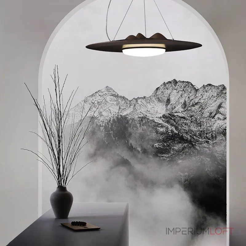 Серия светодиодных подвесных светильников с «холмистым» рельефом на корпусе из высококачественной древесины VILLEM D30 Dark Brown от ImperiumLoft