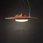 Серия светодиодных подвесных светильников с «холмистым» рельефом на корпусе из высококачественной древесины VILLEM D30 Dark Brown от ImperiumLoft