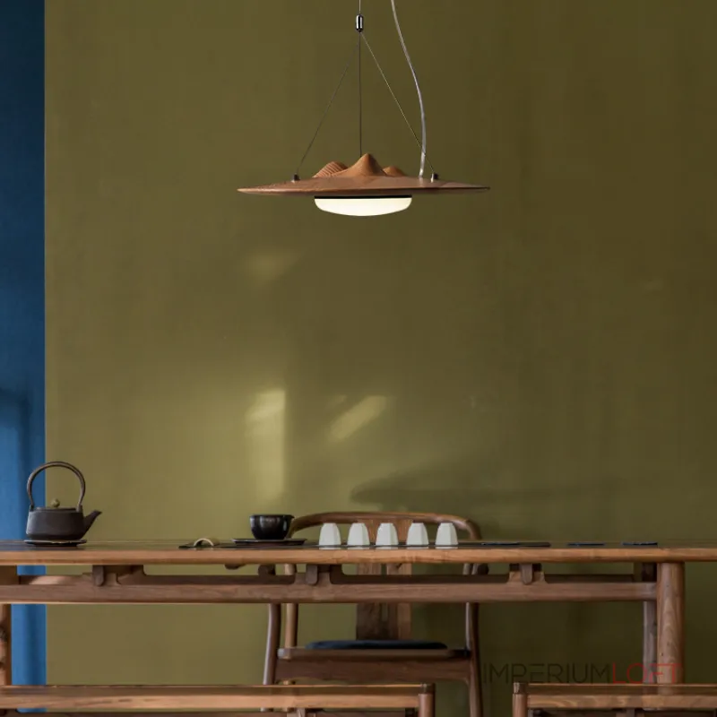 Серия светодиодных подвесных светильников с «холмистым» рельефом на корпусе из высококачественной древесины VILLEM D30 Dark Brown от ImperiumLoft