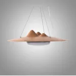 Серия светодиодных подвесных светильников с «холмистым» рельефом на корпусе из высококачественной древесины VILLEM D30 Light Brown от ImperiumLoft