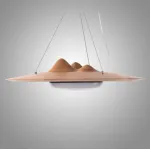 Серия светодиодных подвесных светильников с «холмистым» рельефом на корпусе из высококачественной древесины VILLEM D50 Light Brown от ImperiumLoft