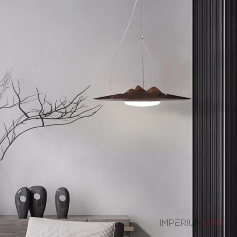 Серия светодиодных подвесных светильников с «холмистым» рельефом на корпусе из высококачественной древесины VILLEM D30 Dark Brown от ImperiumLoft