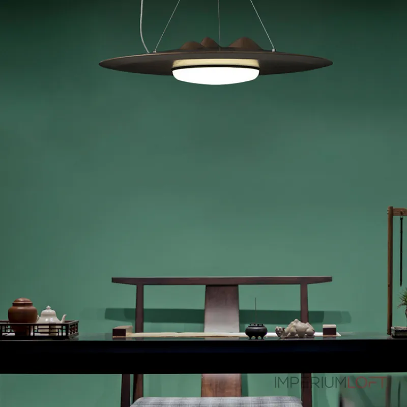 Серия светодиодных подвесных светильников с «холмистым» рельефом на корпусе из высококачественной древесины VILLEM D30 Dark Brown от ImperiumLoft