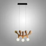 Серия оригинальных светильников из высококачественной древесины различных оттенков и латуни с тремя шарообразными плафонами REUBEN Light Brown от ImperiumLoft