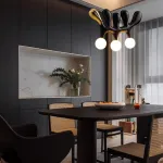 Серия оригинальных светильников из высококачественной древесины различных оттенков и латуни с тремя шарообразными плафонами REUBEN Light Brown от ImperiumLoft