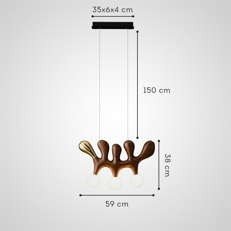 Серия оригинальных светильников из высококачественной древесины различных оттенков и латуни с тремя шарообразными плафонами REUBEN Dark Brown от ImperiumLoft