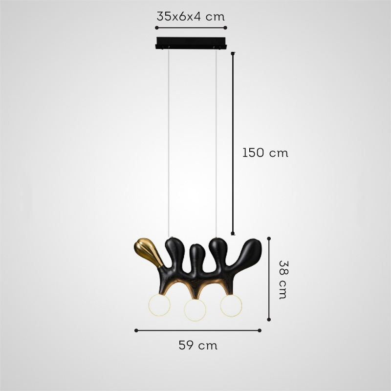 Серия оригинальных светильников из высококачественной древесины различных оттенков и латуни с тремя шарообразными плафонами REUBEN Black от ImperiumLoft