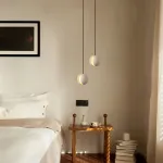 Подвесной светильник с составным плафоном из двух травертиновых полусфер POVL SPLIT от ImperiumLoft