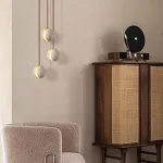 Подвесной светильник с составным плафоном из двух травертиновых полусфер POVL SPLIT от ImperiumLoft