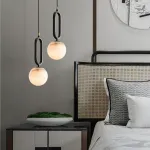 Серия подвесных светильников из черненой латуни с шарообразным мраморным плафоном VITAL MARBLE D15 от ImperiumLoft