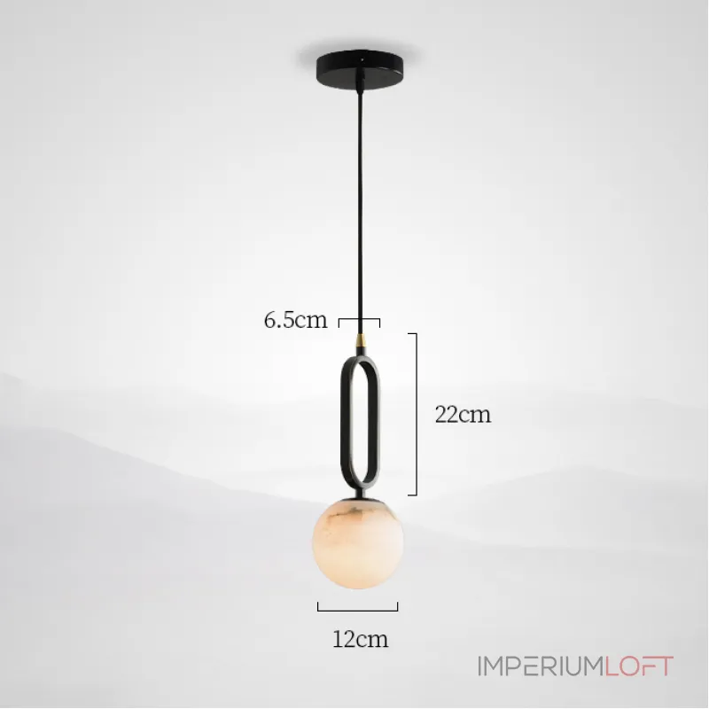 Серия подвесных светильников из черненой латуни с шарообразным мраморным плафоном VITAL MARBLE D12 от ImperiumLoft