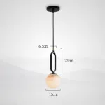 Серия подвесных светильников из черненой латуни с шарообразным мраморным плафоном VITAL MARBLE D15 от ImperiumLoft