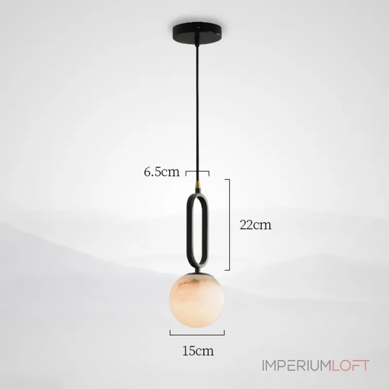 Серия подвесных светильников из черненой латуни с шарообразным мраморным плафоном VITAL MARBLE D15 от ImperiumLoft