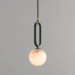 Серия подвесных светильников из черненой латуни с шарообразным мраморным плафоном VITAL MARBLE D15 от ImperiumLoft