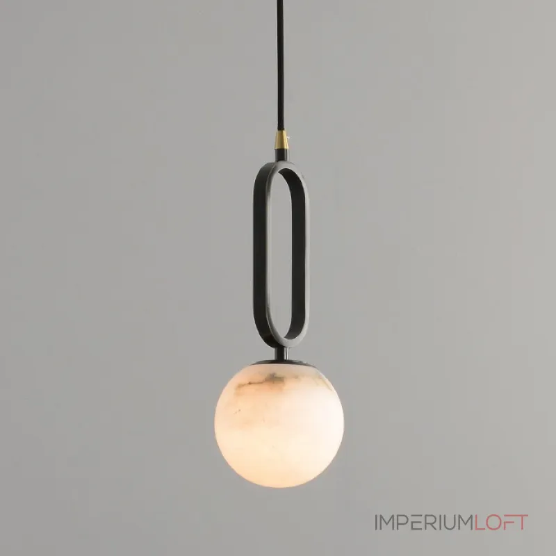 Серия подвесных светильников из черненой латуни с шарообразным мраморным плафоном VITAL MARBLE D15 от ImperiumLoft