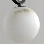 Серия подвесных светильников из черненой латуни с шарообразным мраморным плафоном VITAL MARBLE D15 от ImperiumLoft