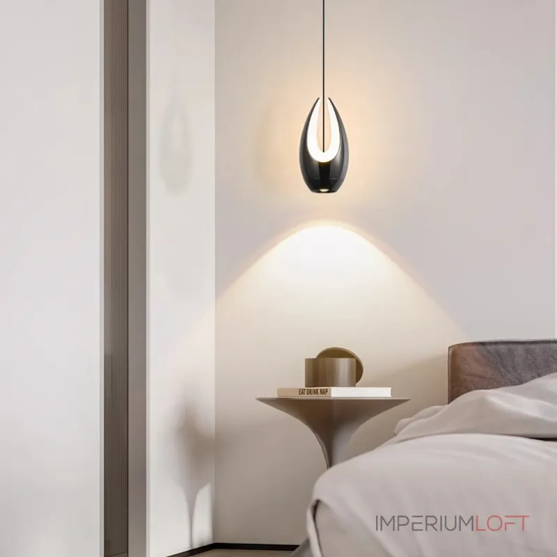 Серия подвесных светильников оригинальной формы с LED-подсветкой по внутреннему контуру и направленным вниз линзированным источников света CAJUS White с лифтом от ImperiumLoft