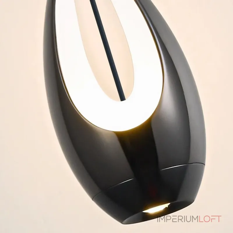 Серия подвесных светильников оригинальной формы с LED-подсветкой по внутреннему контуру и направленным вниз линзированным источников света CAJUS White с лифтом от ImperiumLoft