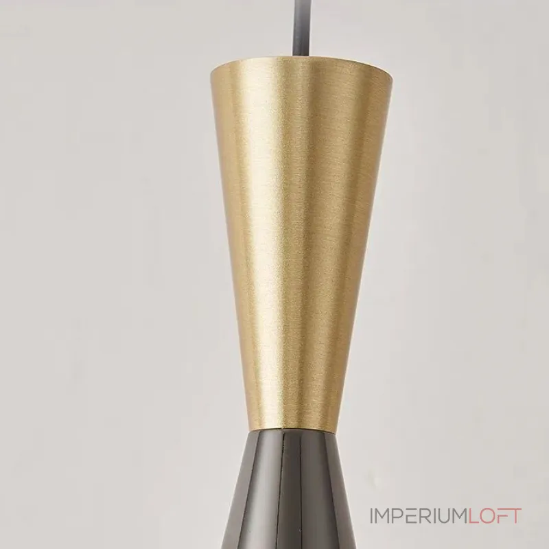 Серия светодиодных подвесных светильников конической формы с мраморной вставкой и лифтовой регулировкой высоты JEFF Black Gold от ImperiumLoft