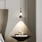 Серия светодиодных подвесных светильников конической формы с мраморной вставкой и лифтовой регулировкой высоты JEFF Black Gold от ImperiumLoft