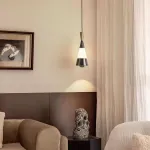 Серия светодиодных подвесных светильников конической формы с мраморной вставкой и лифтовой регулировкой высоты JEFF Black Gold от ImperiumLoft