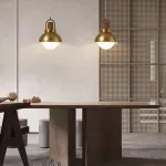 Серия золотых подвесных светильников с деревянным элементом ALISON GOLD Dark Brown от ImperiumLoft