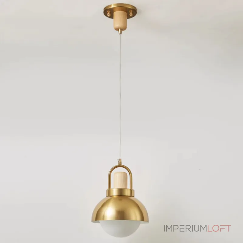 Серия золотых подвесных светильников с деревянным элементом ALISON GOLD Dark Brown от ImperiumLoft