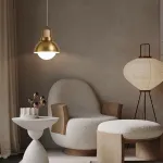 Серия золотых подвесных светильников с деревянным элементом ALISON GOLD Dark Brown от ImperiumLoft