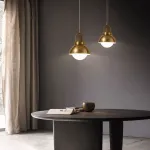 Серия золотых подвесных светильников с деревянным элементом ALISON GOLD Dark Brown от ImperiumLoft