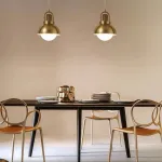 Серия золотых подвесных светильников с деревянным элементом ALISON GOLD Dark Brown от ImperiumLoft