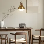 Серия золотых подвесных светильников с деревянным элементом ALISON GOLD Dark Brown от ImperiumLoft