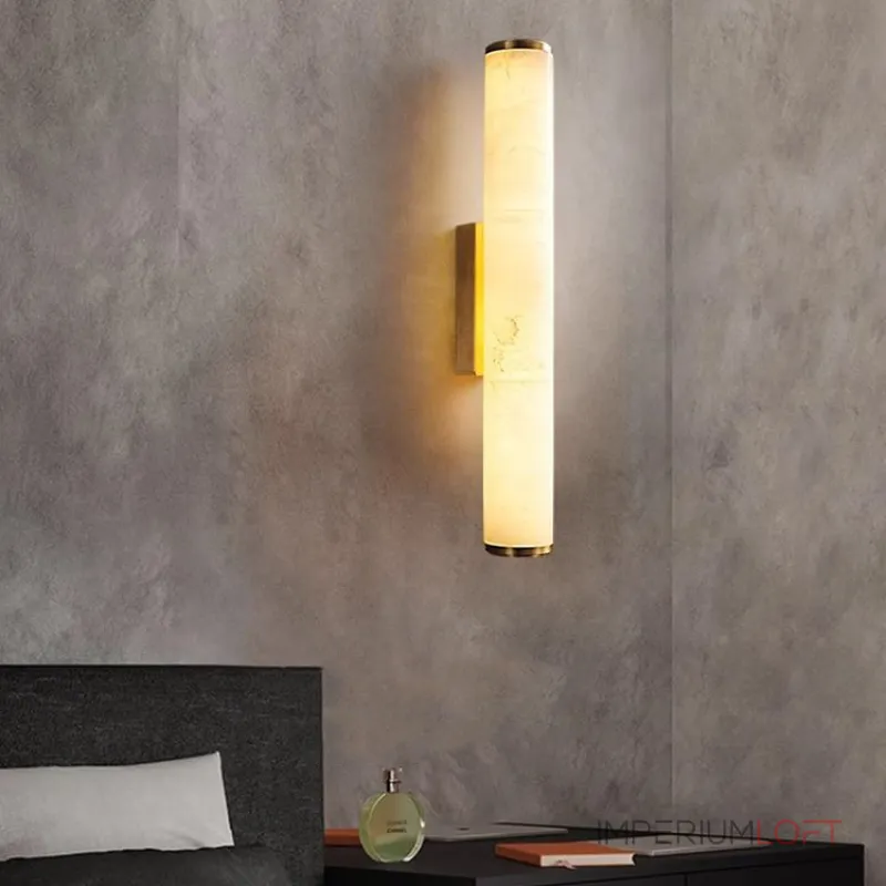 Серия настенных светодиодных светильников с цилиндрическим корпусом из натурального испанского мрамора SAULO H80 от ImperiumLoft