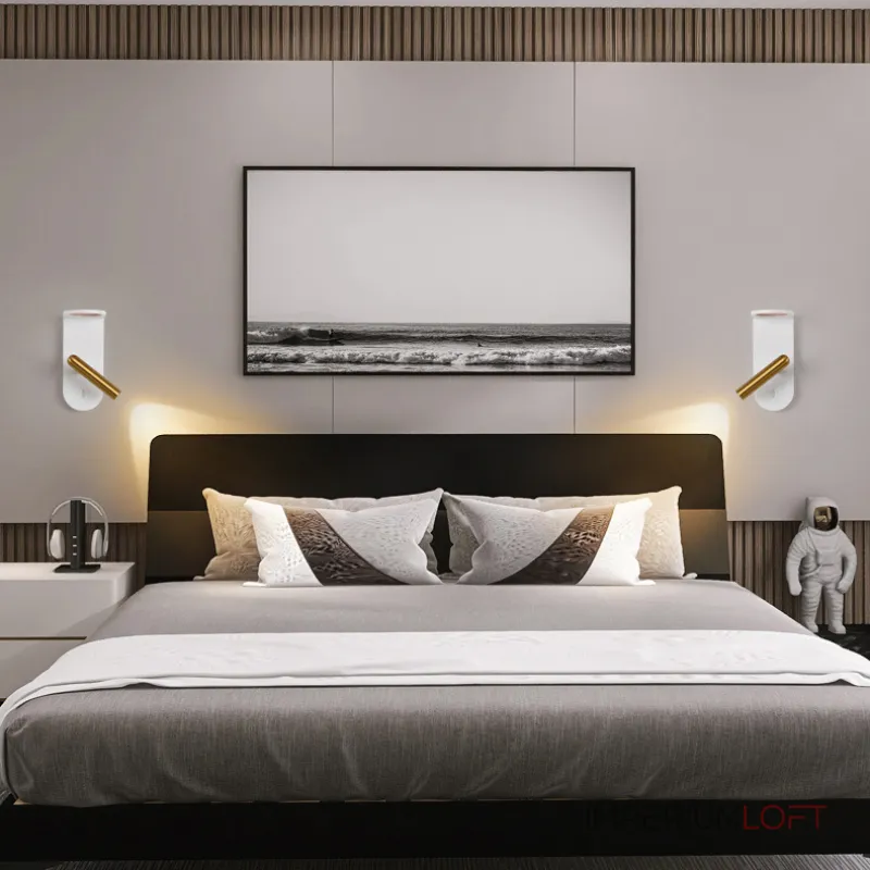 Настенный светодиодный светильник с поворотным спотом на угловом основании с узорчатым рассеивателем TERES Black от ImperiumLoft