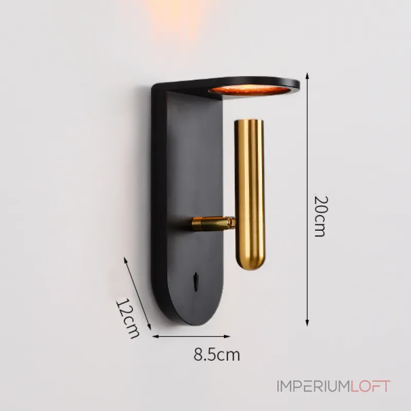 Настенный светодиодный светильник с поворотным спотом на угловом основании с узорчатым рассеивателем TERES Black от ImperiumLoft