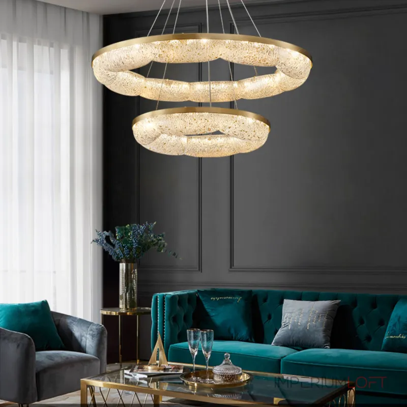 Серия светодиодных кольцевых люстр с волнистым полупрозрачным корпусом с эффектом льда NELIUS WAVY A D80 от ImperiumLoft