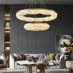 Серия светодиодных кольцевых люстр с волнистым полупрозрачным корпусом с эффектом льда NELIUS WAVY A D80 от ImperiumLoft