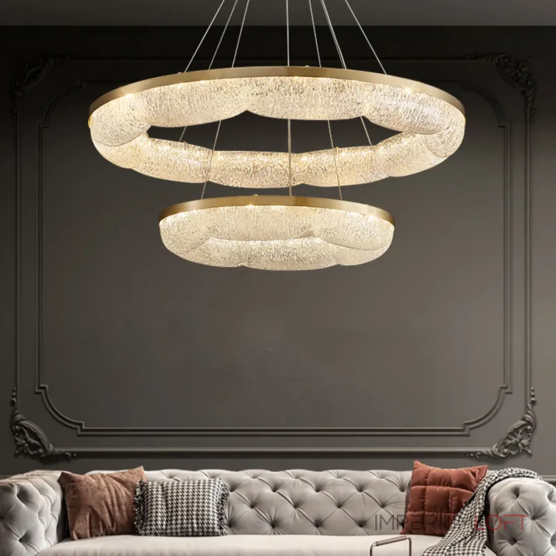 Серия светодиодных кольцевых люстр с волнистым полупрозрачным корпусом с эффектом льда NELIUS WAVY A D80 от ImperiumLoft