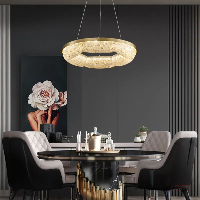 Серия светодиодных кольцевых люстр с волнистым полупрозрачным корпусом с эффектом льда NELIUS WAVY A D80 от ImperiumLoft