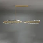 Серия люстр с линейным корпусом и спиральным расположением светодиодных источников света в виде хрустальных кристаллов GLORIOLE TWIRL LINE L150 от ImperiumLoft